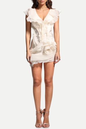 Asymmetric Ruffled Mini Dress