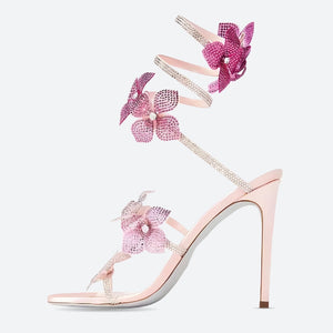 Fairycore Floral Rhinestone Heels