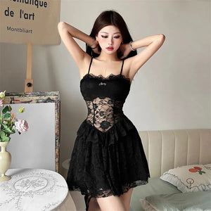 Lace Sheer Mini Dress