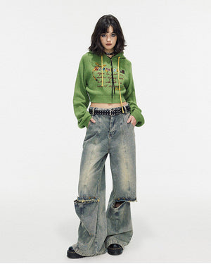 Chemistry Knit Cropped Hoodie
