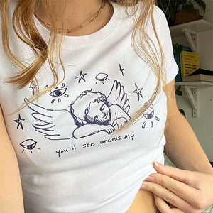 Angel Print Crop Top
