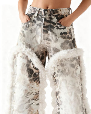 Animal Instincts Faux Fur Leopard Pants
