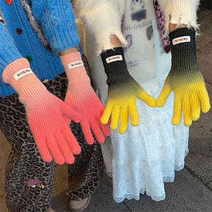 Gradient Ribbed Gloves
