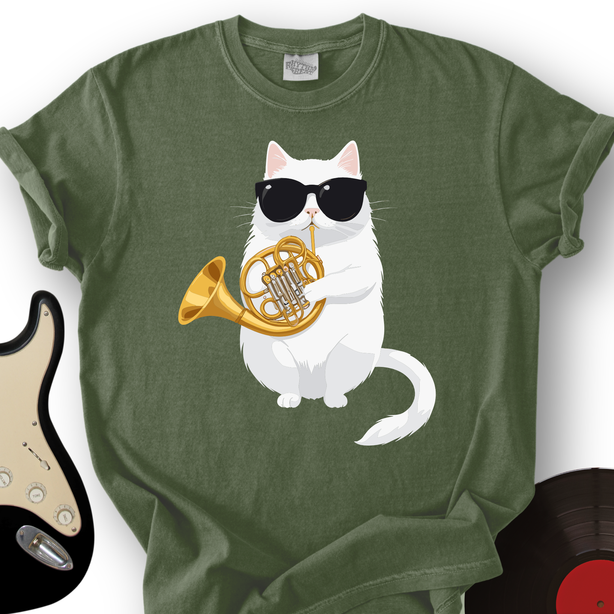 Cat Playing French Horn T-Shirt