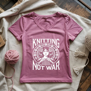 Knitting Not War Lady V-neck
