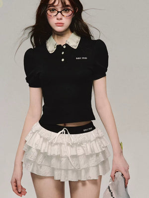 Low Rise Layered Mini Skirt
