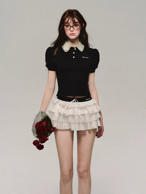 Low Rise Layered Mini Skirt