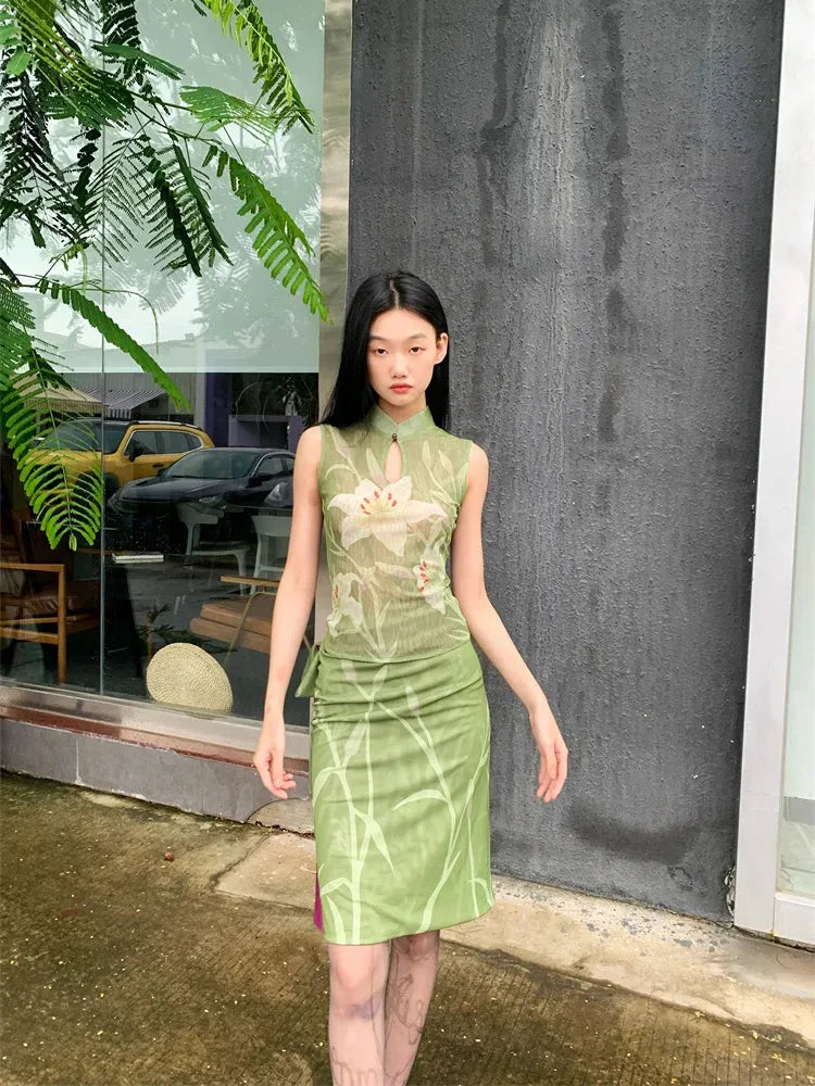 Orchid Top & Midi Skirt Two Piece Set