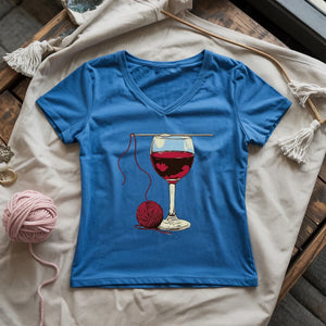 Wine And Yarn Lady V-neck