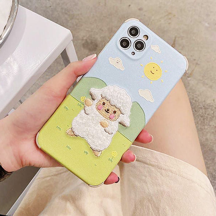 Sheep Embroidery iPhone Case