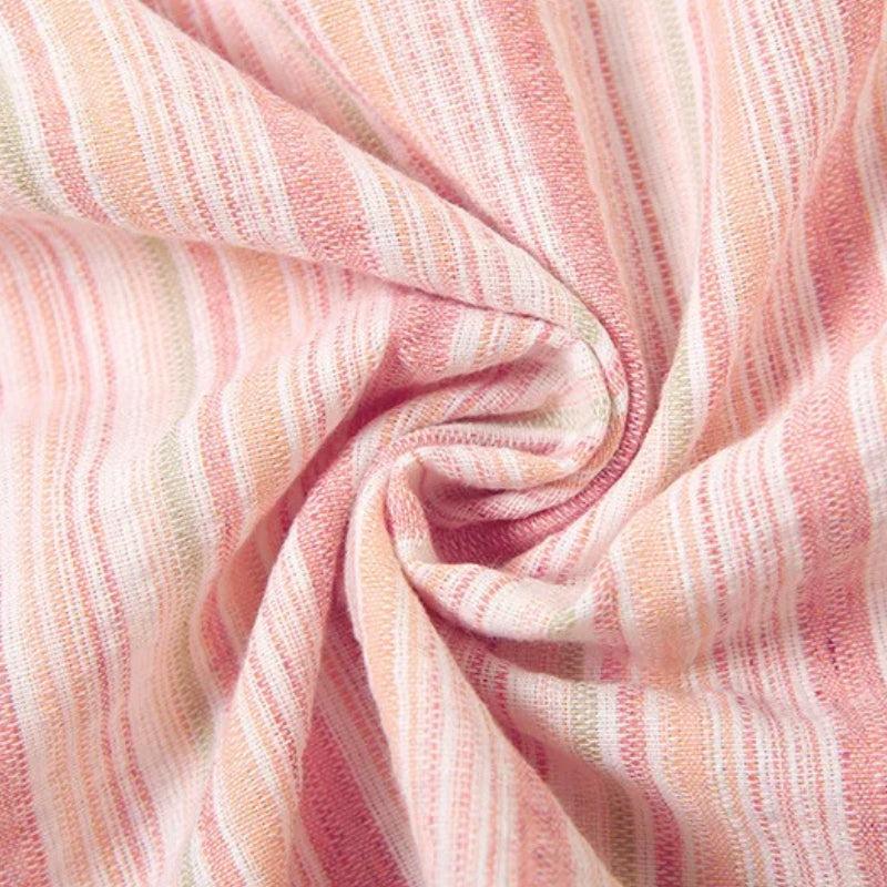 Soft Girl Striped Crop Top & Maxi Skirt Two Piece Set