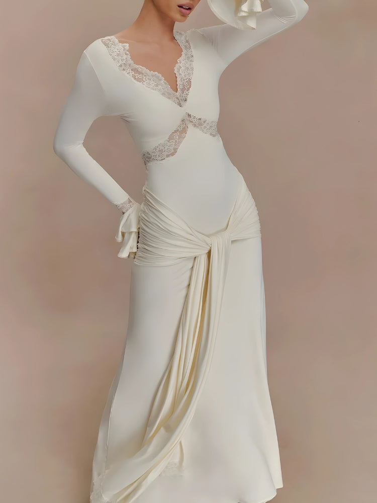 Tie Front Draped Maxi Dress