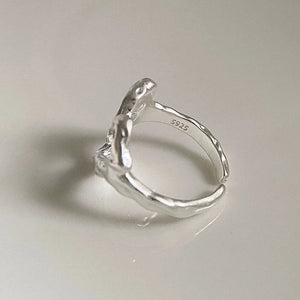Wavy Heart Silver Ring