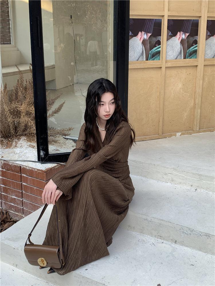 Wrap Around Blouse & Maxi Skirt Two Piece Set