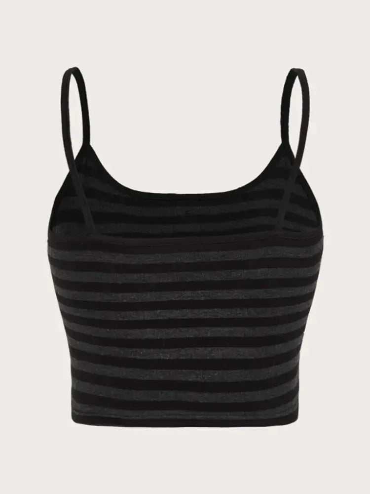 Y2K Striped Button Crop Top