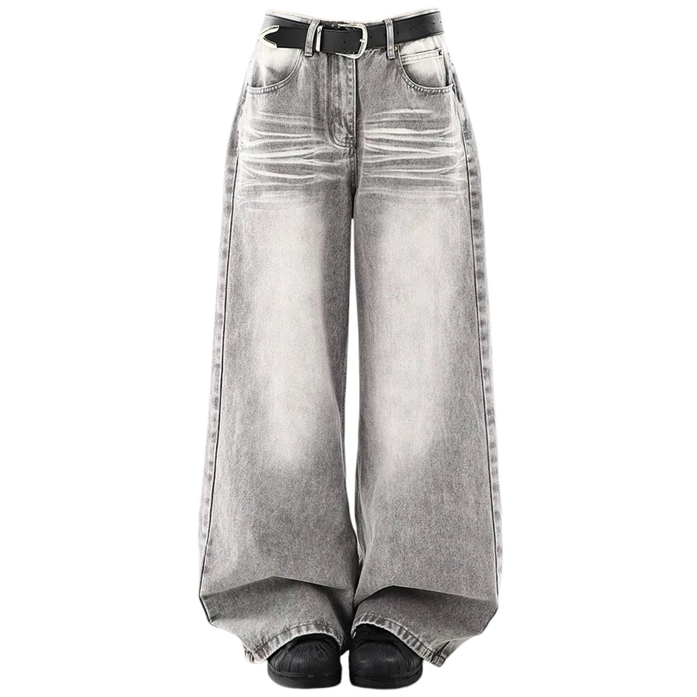 Ash Grey Faded Wide Leg Jeans