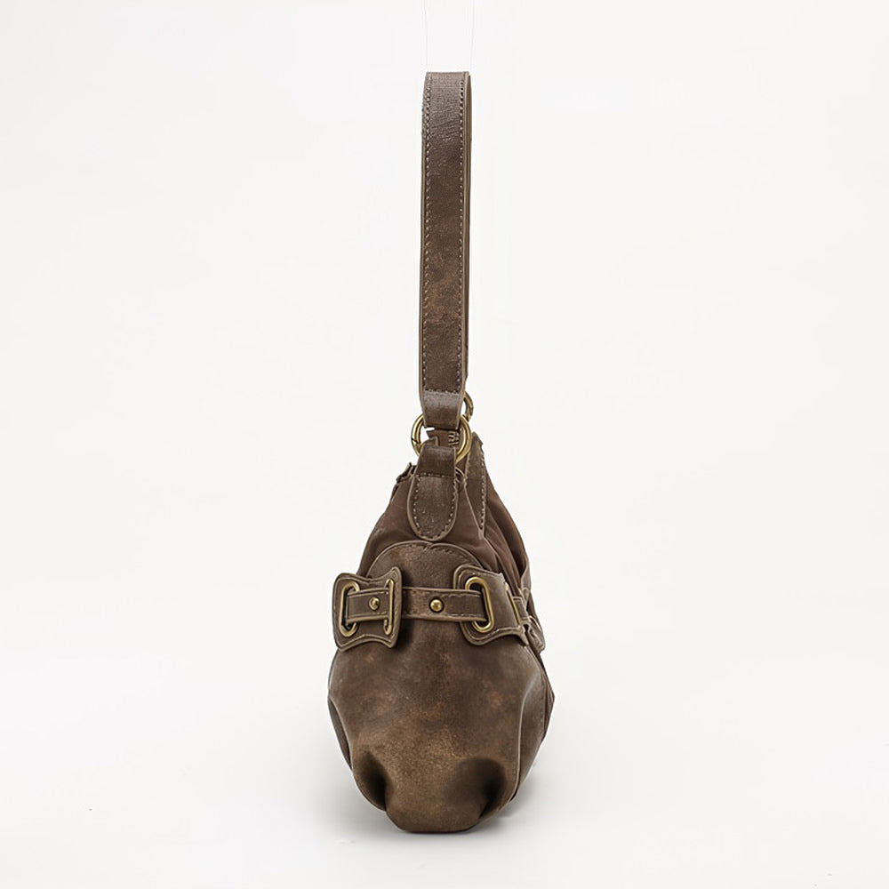 Brown Buckle Strap Shoulder Bag
