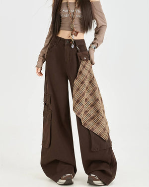 Brown Plaid Shirt-Tied Jeans