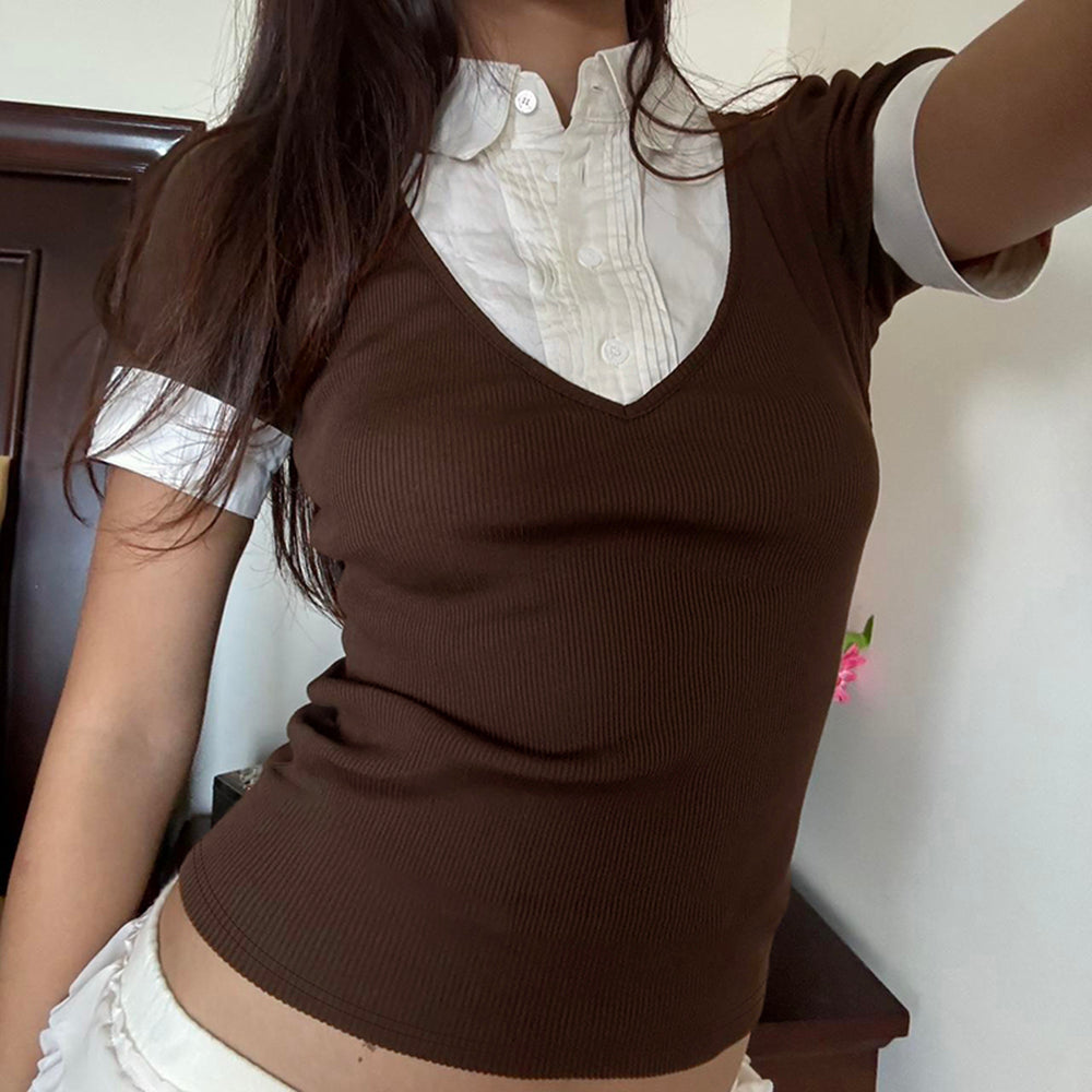 Gossip Goes Around Layered Collar Shirt