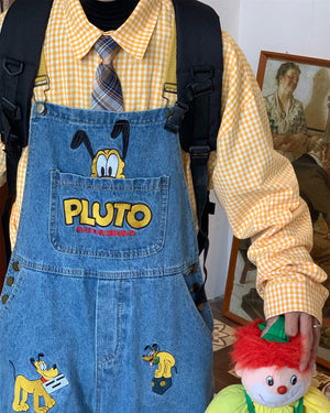 Cartoon Embroidery Denim Overalls
