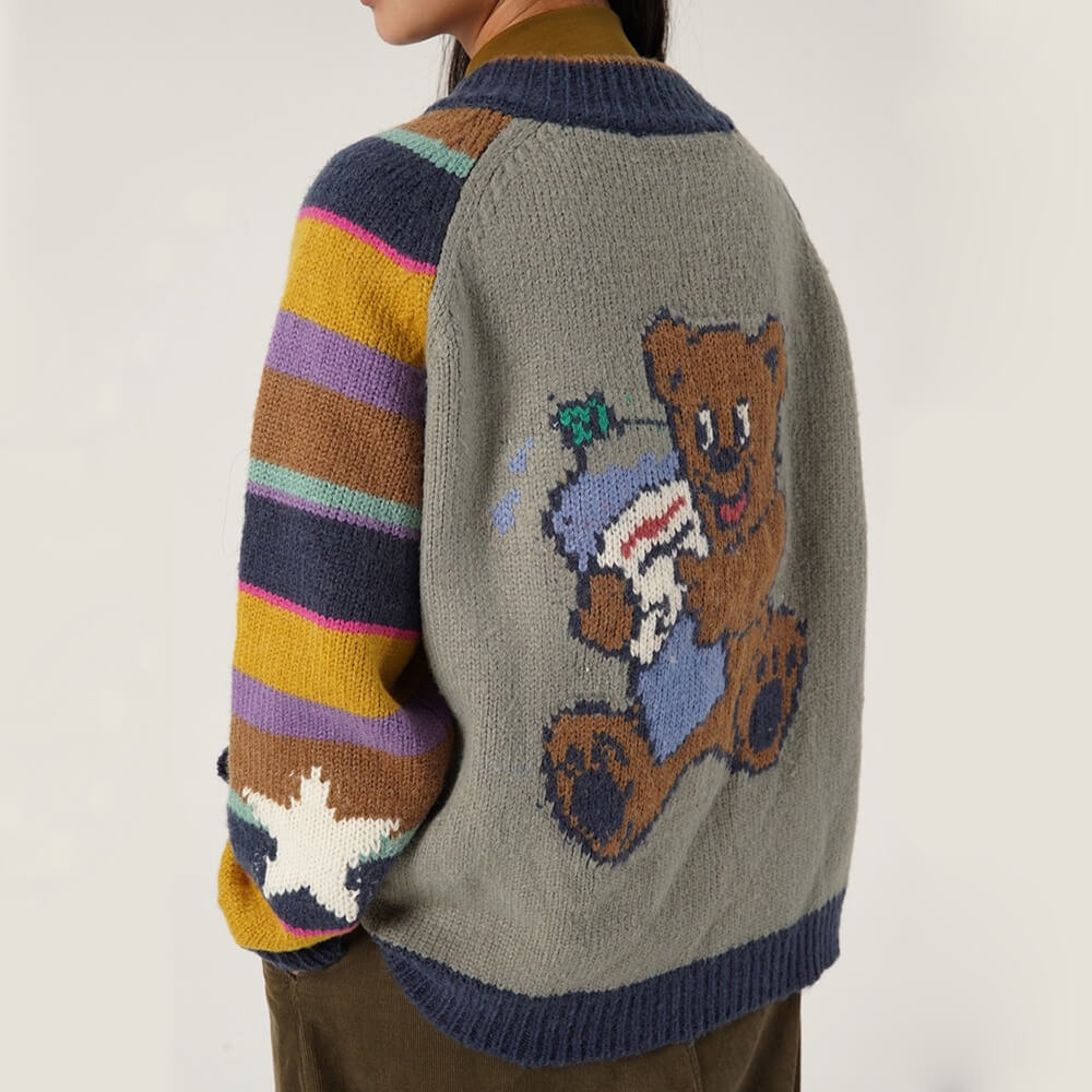 Colorful Striped Indie Kid Zip Sweater