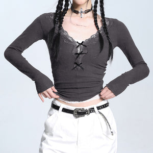 Coquette Aesthetic V-Neck Top