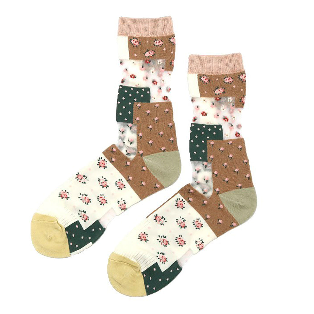 Cottagecore Patchwork Mesh Socks
