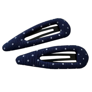 Denim Polka Dot Hair Clips