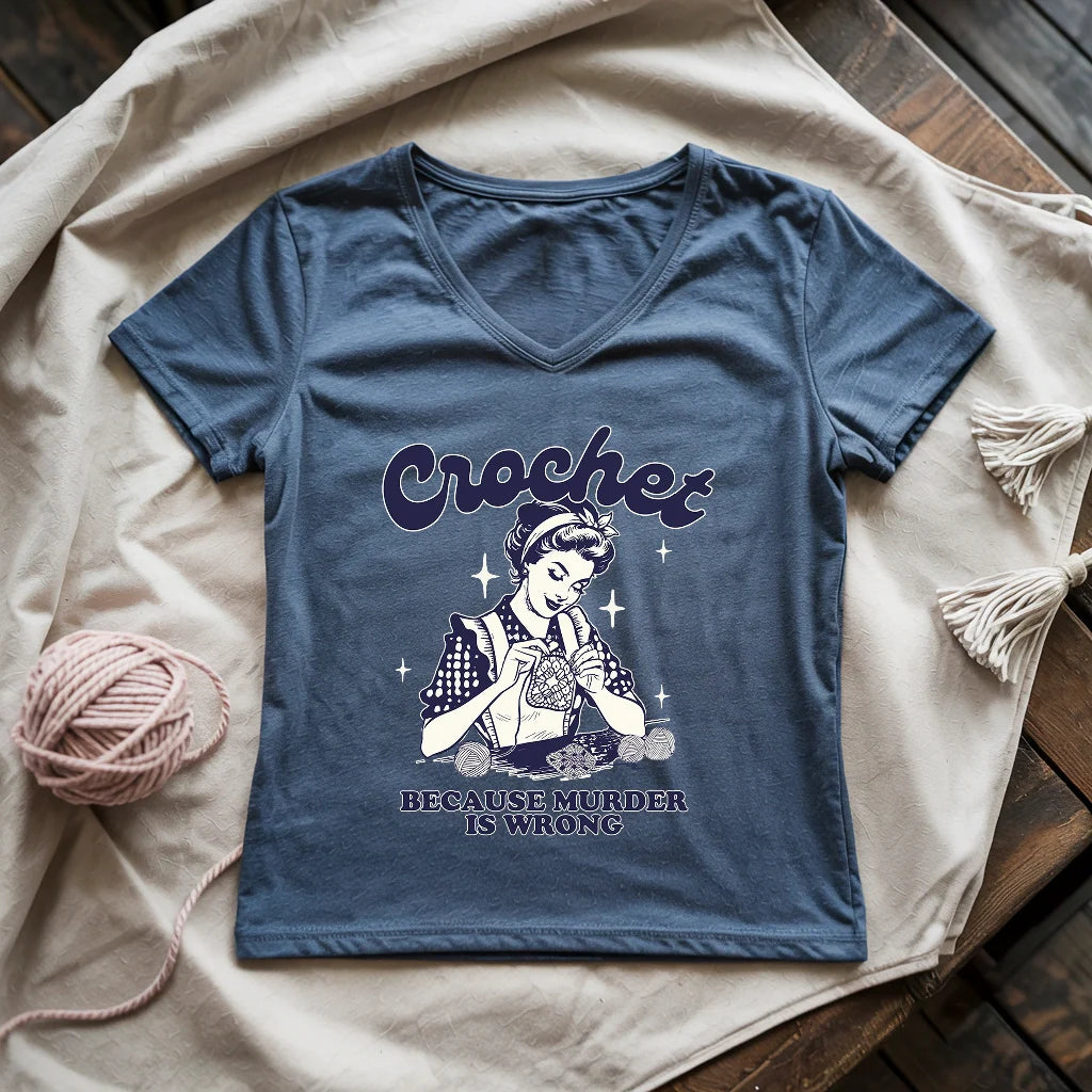 Crochet Not Murder Lady V-neck