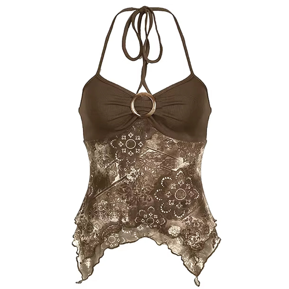 Indie Aesthetic Lace Halter Top