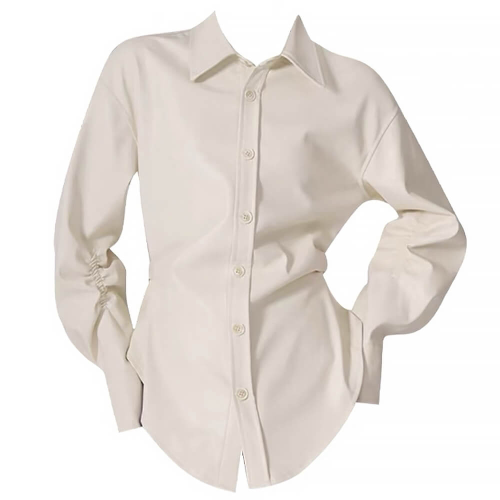 Latte Cream Vegan Leather Shirt