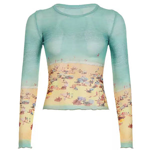 Ocean Beach Print Top