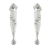 Pearl Drop Fishbone Earrings