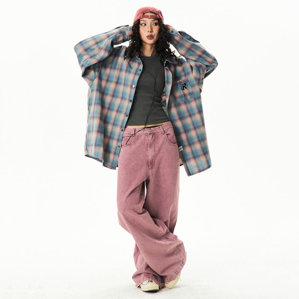 Dust Pink Skater Girl Loose Jeans