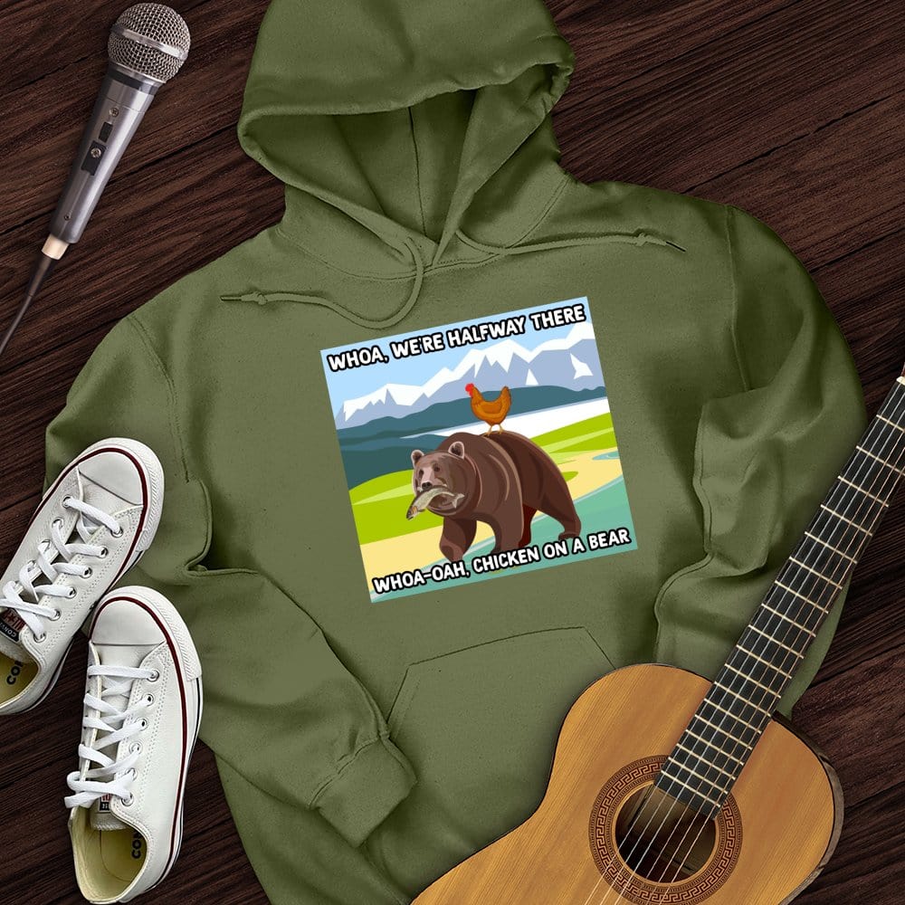 Chicken On A Bear Hoodie