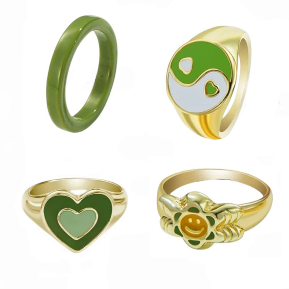 Sage Green Aesthetic Ring Set