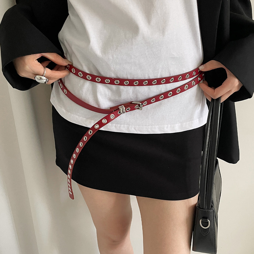 Skinny Eyelet Extra Long Belt