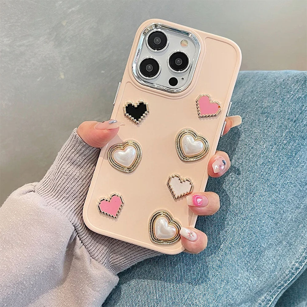 Soft Girl Aesthetic Hearts iPhone Case