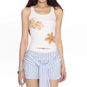 Tropical Flowers Coconut Girl Aesthetic Tank