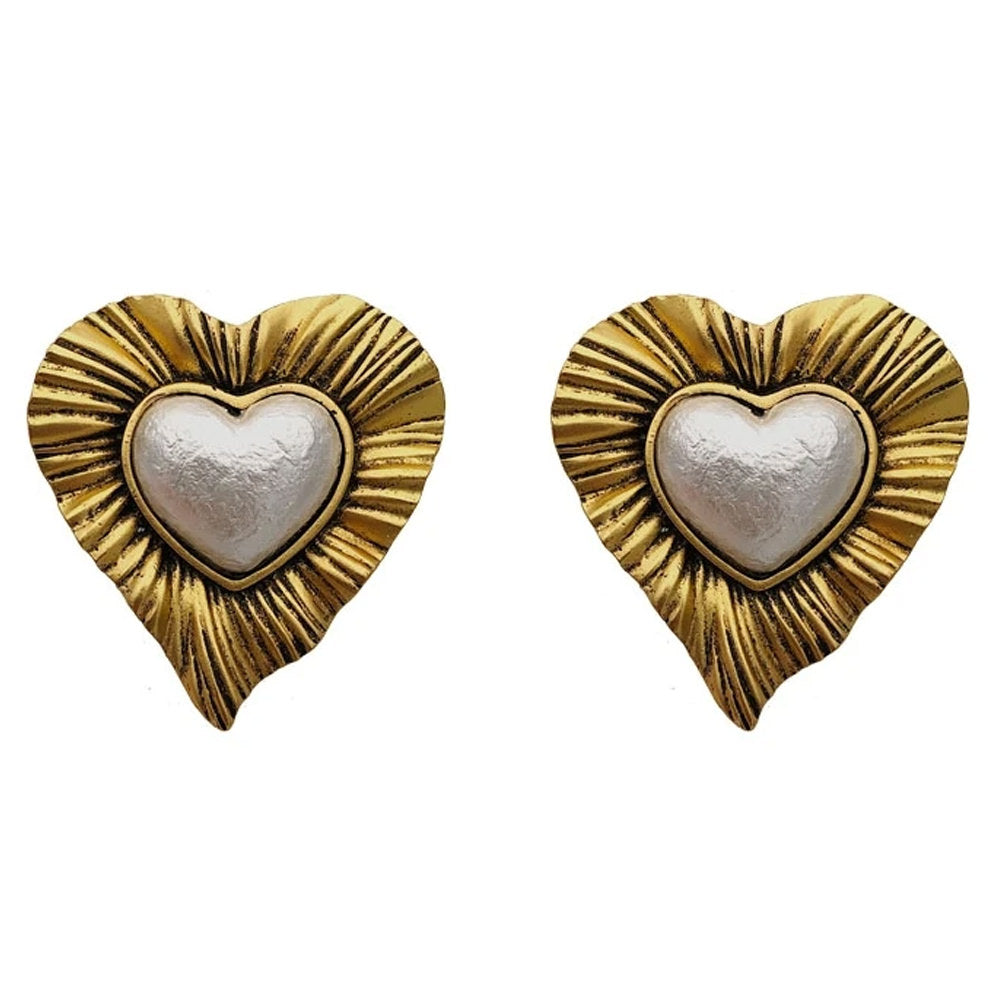 Vintage Pearl Heart Earrings