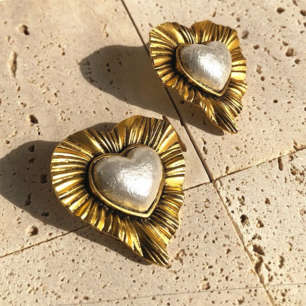 Vintage Pearl Heart Earrings