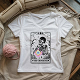 Skeleton Crocheter Tarot Lady V-neck